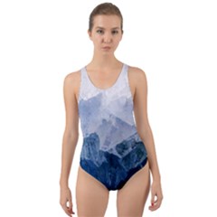 Blue Ice Mountain Cut-out Back One Piece Swimsuit by goljakoff