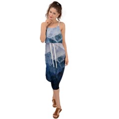 Blue Ice Mountain Waist Tie Cover Up Chiffon Dress by goljakoff