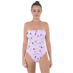 Little Men Colored Head On Pink Tie Back One Piece Swimsuit