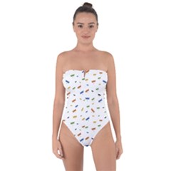 Dragonfly On White Tie Back One Piece Swimsuit