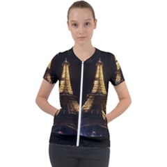 Tour Eiffel Paris Nuit Short Sleeve Zip Up Jacket by kcreatif