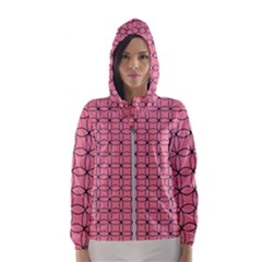 Circles On Pink Women s Hooded Windbreaker by JustToWear