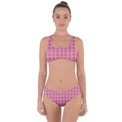 Circles On Pink Criss Cross Bikini Set by JustToWear