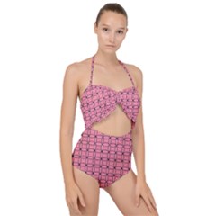 Circles On Pink Scallop Top Cut Out Swimsuit
