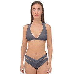 Carbon Grey Double Strap Halter Bikini Set by FabChoice