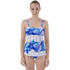 Blue Smoke Twist Front Tankini Set by goljakoff