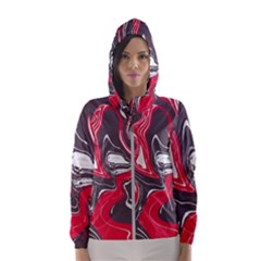 Red Vivid Marble Pattern 3 Women s Hooded Windbreaker by goljakoff