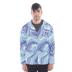 Blue Vivid Marble Pattern 9 Men s Hooded Windbreaker by goljakoff