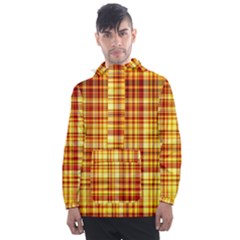 Red Lines On Yellow Men s Front Pocket Pullover Windbreaker by JustToWear