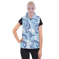 Blue Vivid Marble Pattern Women s Button Up Vest by goljakoff