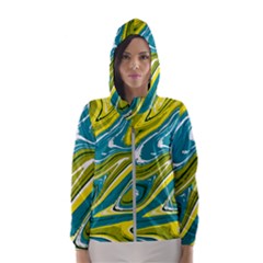 Green Vivid Marble Pattern Women s Hooded Windbreaker by goljakoff