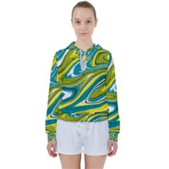 Green Vivid Marble Pattern Women s Tie Up Sweat by goljakoff