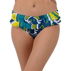Green Vivid Marble Pattern 14 Frill Bikini Bottom by goljakoff