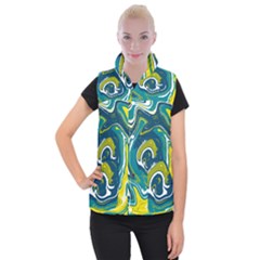 Green Vivid Marble Pattern 14 Women s Button Up Vest by goljakoff