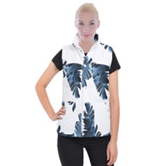 Blue Banana Leaves Women s Button Up Vest by goljakoff