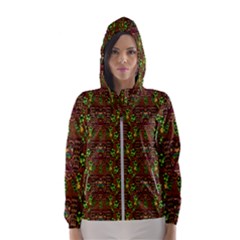 Rainbow Heavy Metal Artificial Leather Lady Among Spring Flowers Women s Hooded Windbreaker by pepitasart