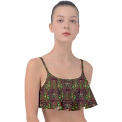 Rainbow Heavy Metal Artificial Leather Lady Among Spring Flowers Frill Bikini Top by pepitasart
