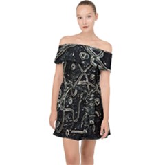 Abstract Surface Artwork Off Shoulder Chiffon Dress by dflcprintsclothing