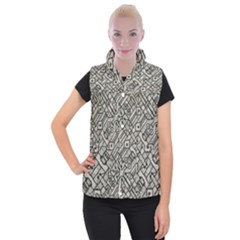 Tribal Geometric Grunge Print Women s Button Up Vest by dflcprintsclothing