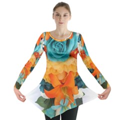 Spring Flowers Long Sleeve Tunic  by LW41021