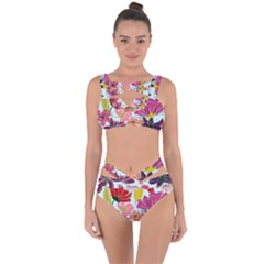 Flower Pattern Bandaged Up Bikini Set  by Galinka