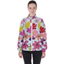 Flower pattern Women s High Neck Windbreaker View1