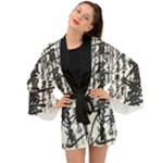 Oriental Design Kimono Black And White Long Sleeve Kimono