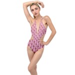 Pink Seahorses Plunging Cut Out Swimsuit 