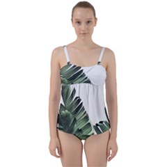 Banana Leaves Twist Front Tankini Set by goljakoff