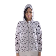 Modern Geometric Black And White Print Pattern Women s Hooded Windbreaker by dflcprintsclothing