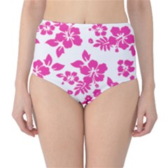 Hibiscus Pattern Pink Classic High-waist Bikini Bottoms by GrowBasket