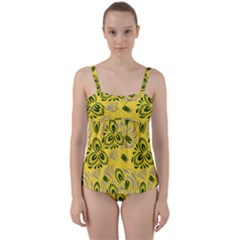 Folk Floral Pattern  Abstract Flowers Surface Design  Seamless Pattern Twist Front Tankini Set by Eskimos