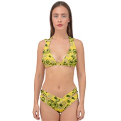 Folk Floral Pattern  Abstract Flowers Surface Design  Seamless Pattern Double Strap Halter Bikini Set by Eskimos