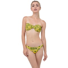 Folk Floral Pattern  Abstract Flowers Surface Design  Seamless Pattern Classic Bandeau Bikini Set by Eskimos