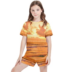 Sunset Beauty Kids  Tee And Sports Shorts Set by LW323