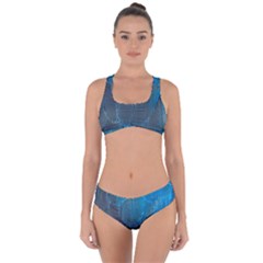 Feathery Blue Criss Cross Bikini Set by LW323
