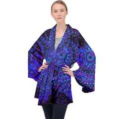 Uv Mandala Long Sleeve Velvet Kimono  by MRNStudios