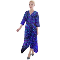 Uv Mandala Quarter Sleeve Wrap Front Maxi Dress by MRNStudios