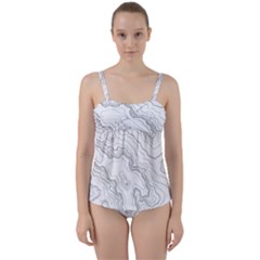 Topography Map Twist Front Tankini Set by goljakoff