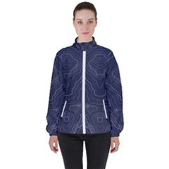 Blue Topography Women s High Neck Windbreaker by goljakoff