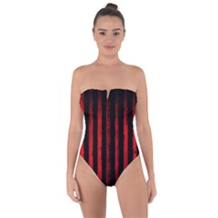 Red Lines Tie Back One Piece Swimsuit by goljakoff