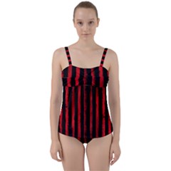 Red Lines Twist Front Tankini Set by goljakoff