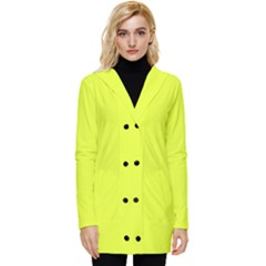 Color Luis Lemon Button Up Hooded Coat  by Kultjers