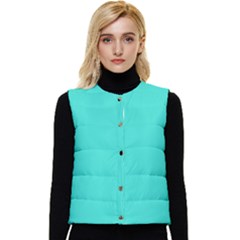 Color Turquoise Women s Button Up Puffer Vest by Kultjers