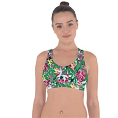 Floral-abstract Cross String Back Sports Bra