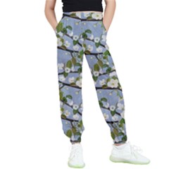 Pear Branch With Flowers Kids  Elastic Waist Pants by SychEva