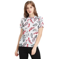 Folk Floral Pattern  Flowers Abstract Surface Design  Seamless Pattern Women s Short Sleeve Rash Guard by Eskimos