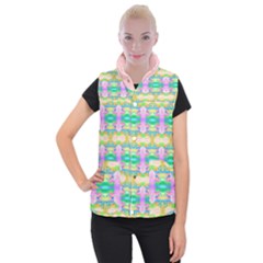Colorful Neon Pattern  Women s Button Up Vest by gloriasanchez