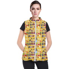 Drawing Collage Yellow Women s Puffer Vest