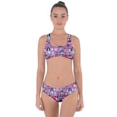 Drawing Collage Purple Criss Cross Bikini Set